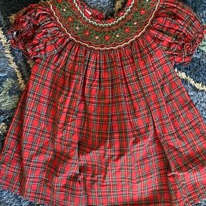 Petit bebe smocked tartan Dress. Size 6m